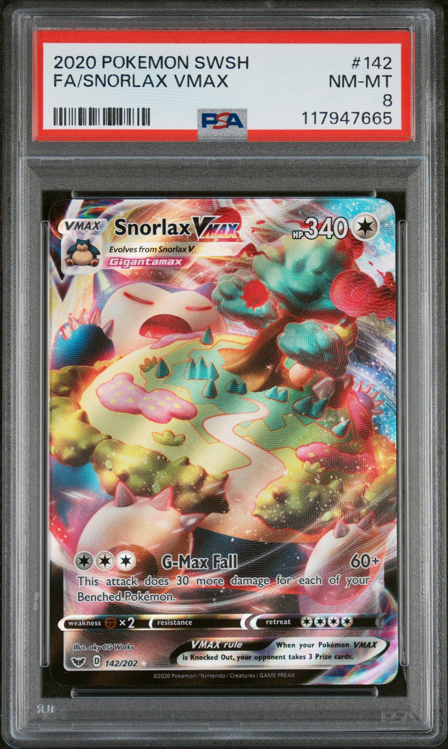 #142 SNORLAX VMAX PSA 8