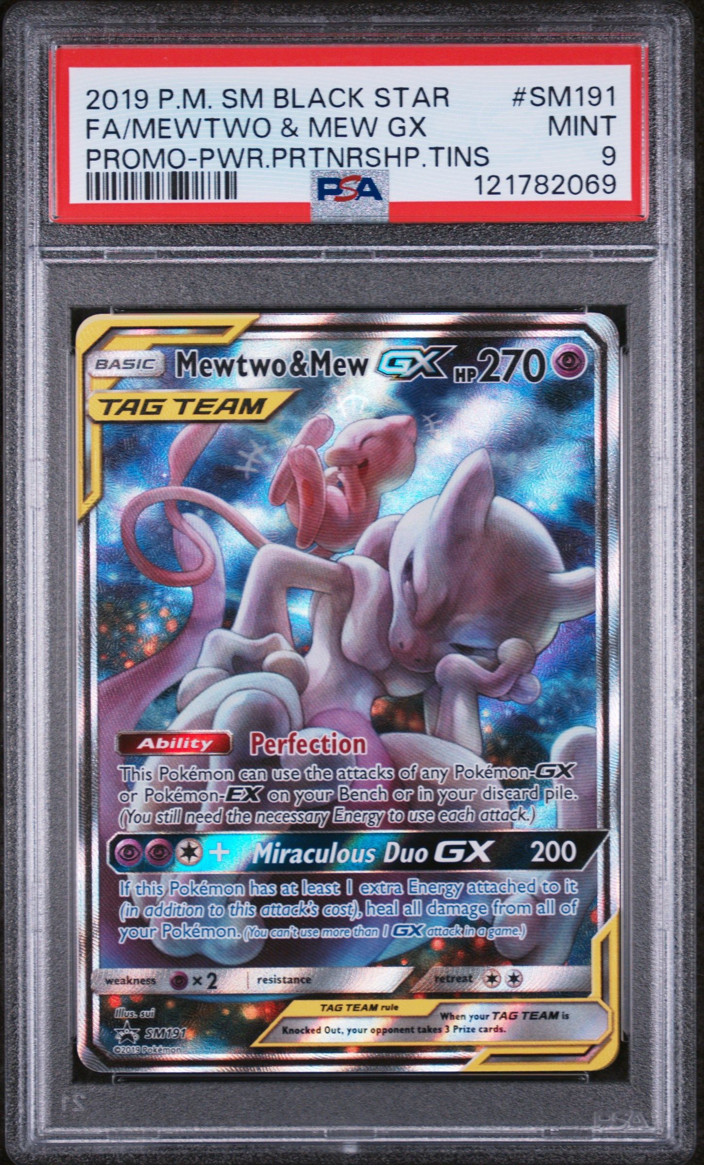 #SM191 MEWTWO & MEW GX PSA 9