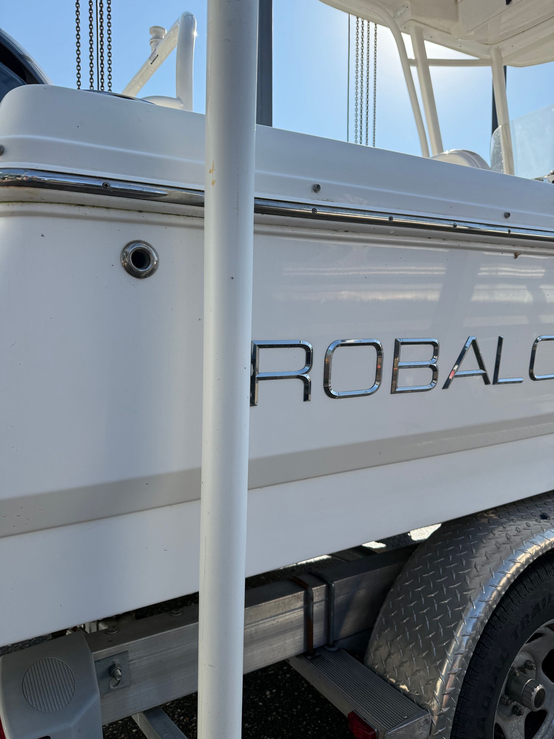 White boat side with 