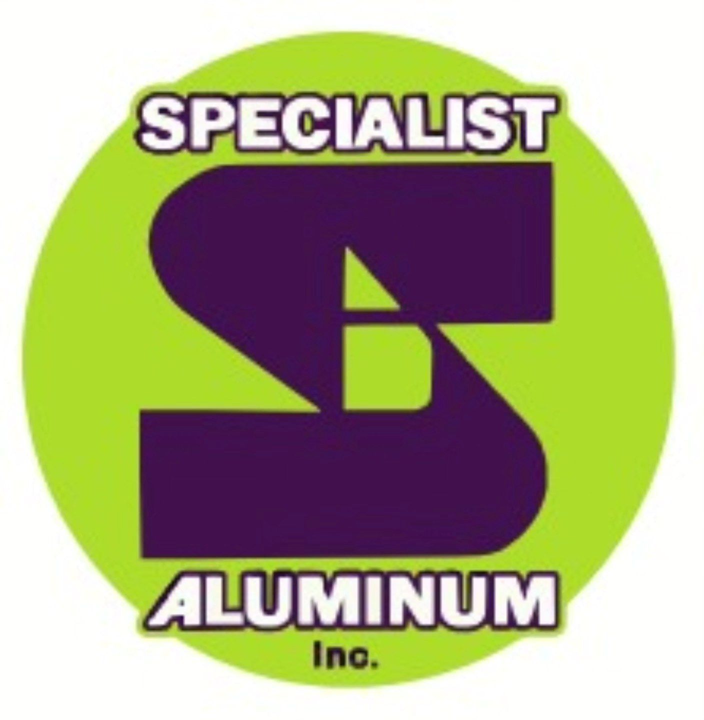 A purple and green logo for Specialist Aluminum Inc.