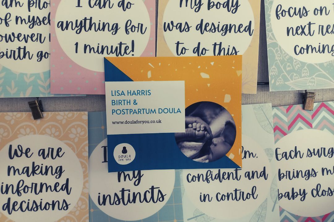 Birth Affirmations and Business Card for Lisa Harris Doula