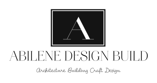 The logo for abilene design build is black and white and says architecture building craft design.