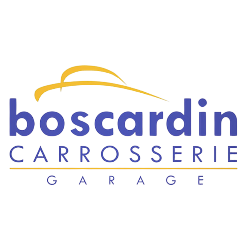 Un logo bleu et jaune pour le garage carrosserie boscardin