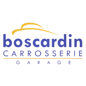 Un logo bleu et jaune pour le garage carrosserie boscardin