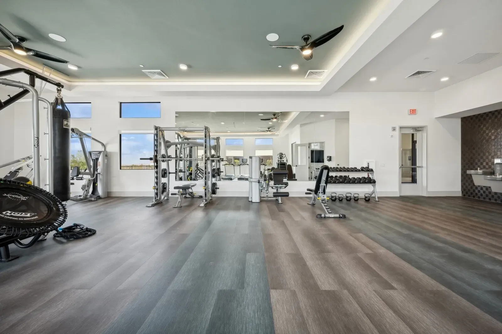 State-of-the-art fitness center featuring a wide range of cardio and strength training equipment for residents.