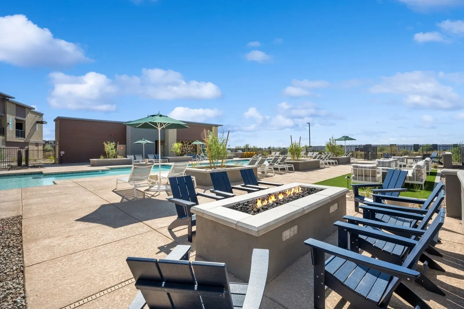 Enjoy the outdoors at our resort-style swimming pool and fire pit lounge area, perfect for relaxing or socializing.