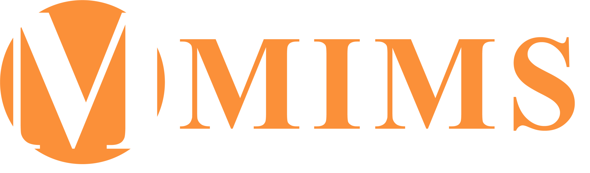 the logo for mims is orange on a white background