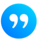 White quotation marks inside a blue circle.