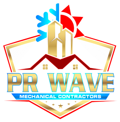 A logo for a company called pr wave mechanical contractors