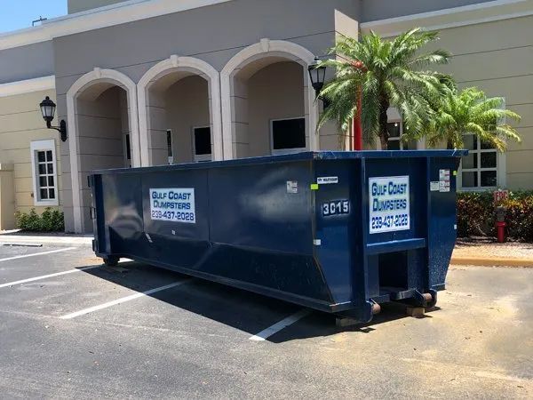 Blue Dumpster — Naples, FL — Gulf Coast Dumpster Services