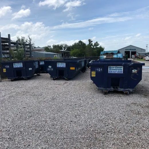 Three Blue Dumpsters — Naples, FL — Gulf Coast Dumpster Services
