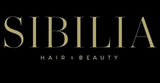 Un logotipo negro y dorado para un salón de peluquería y belleza.