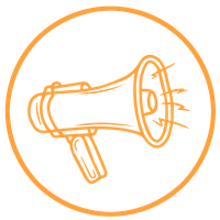 Graphic icon of megaphone