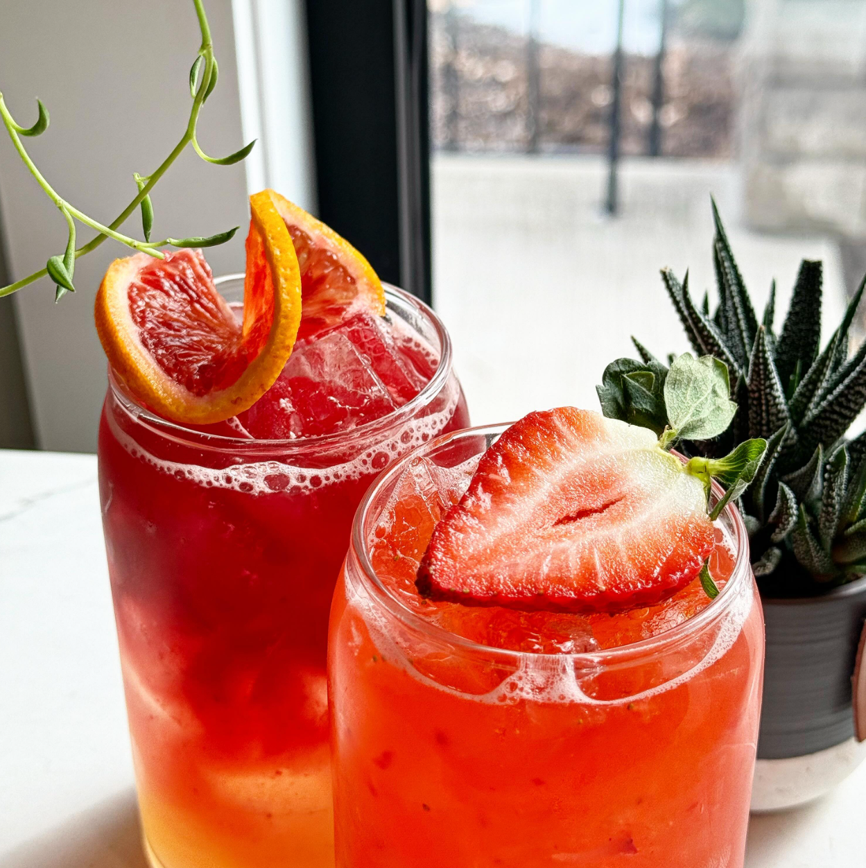 Fruit filled cocktail at Taste 154 Cafe