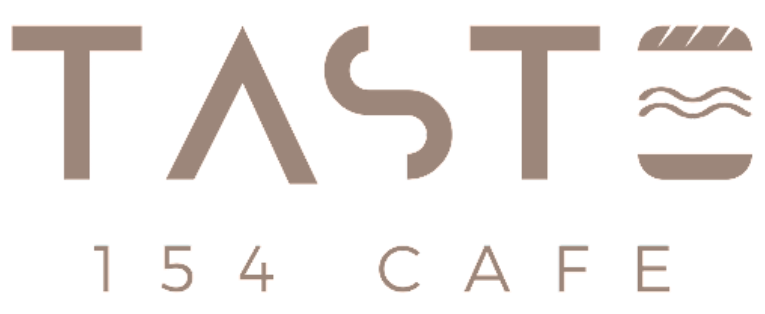 A logo for taste 154 cafe is shown on a white background.