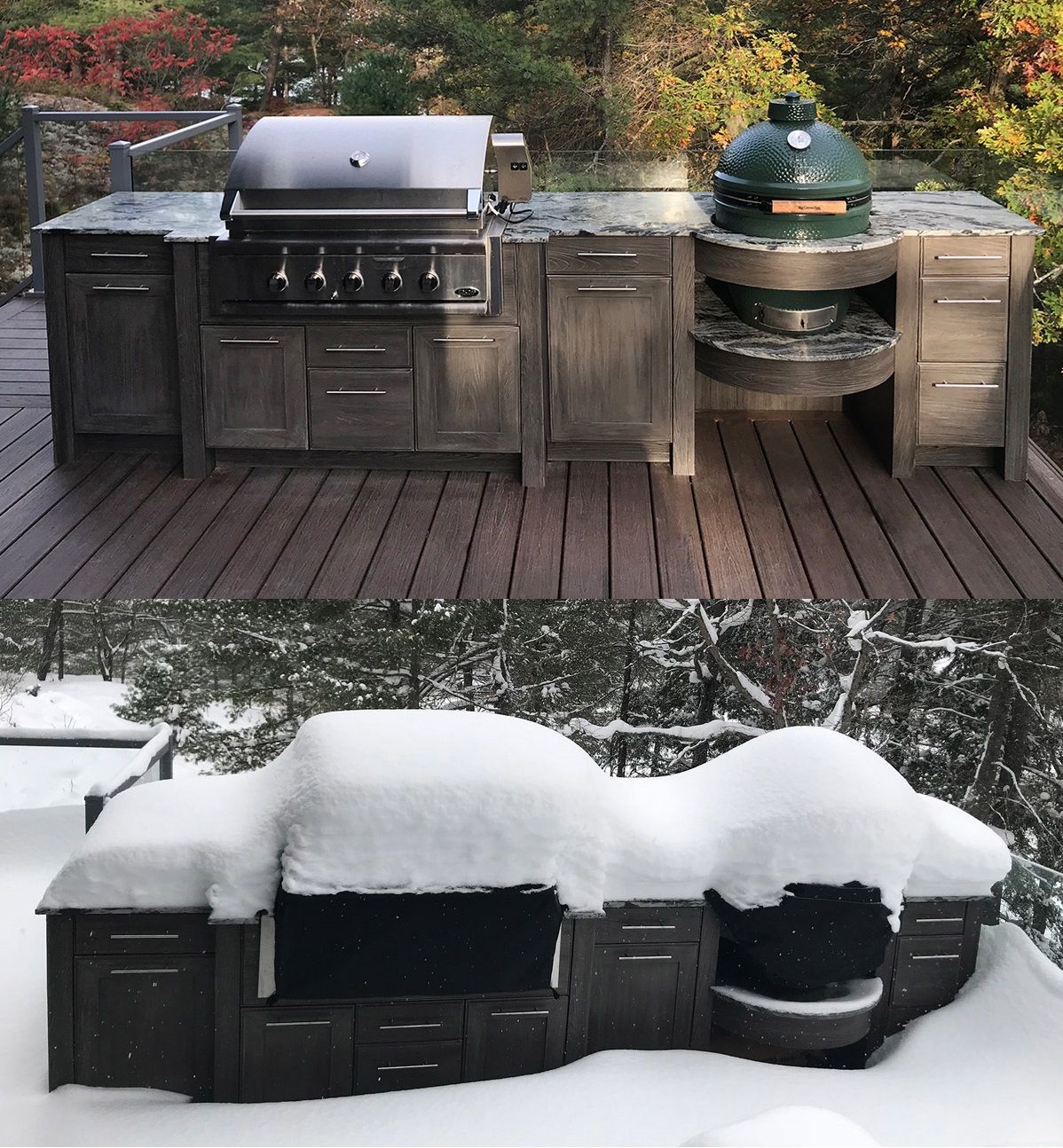 A room with stairs and a cabinet with bottles on it.