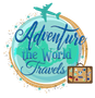Adventure the World Travels logo featuring a teal watercolor globe, gold accents, and a suitcase icon, representing personalized cruise forward and destination travel planning.