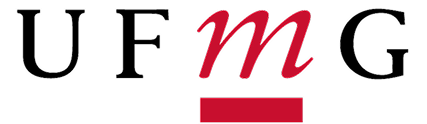 Logotipo: UFMG em preto e vermelho; 'm' vermelho sublinhado com um retângulo vermelho.
