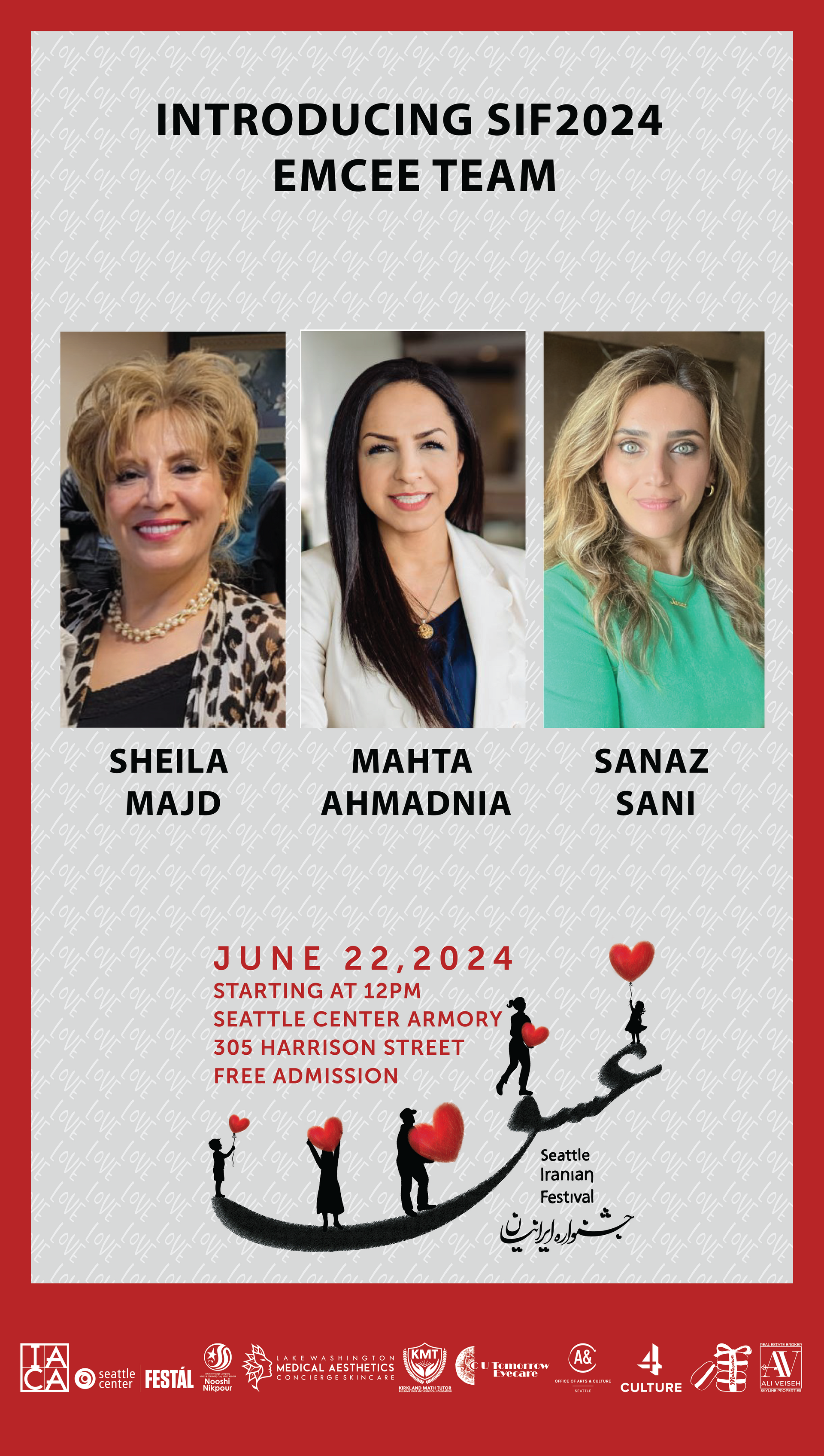 Three women are standing next to each other on a poster.