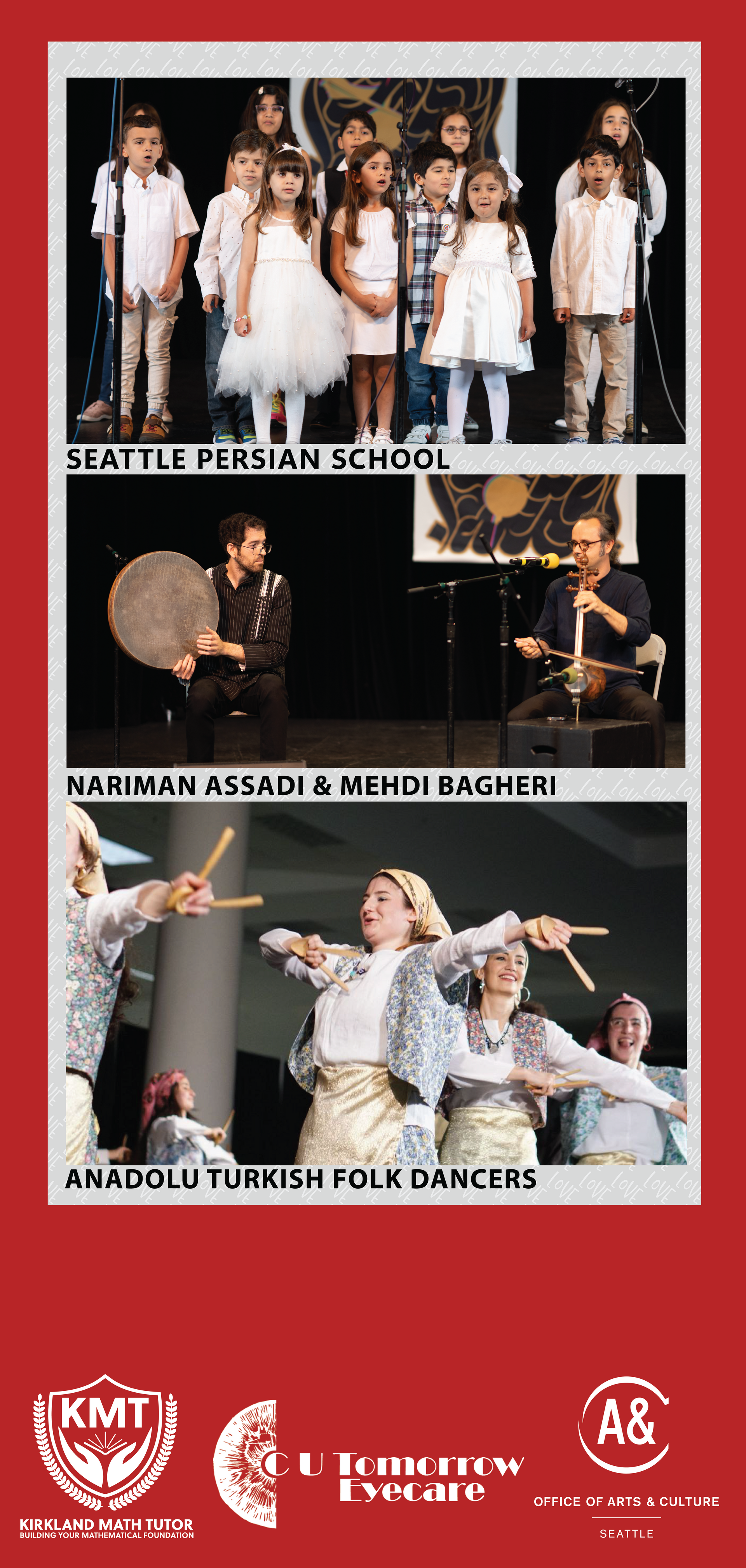 A group of children are singing and playing instruments on a stage.