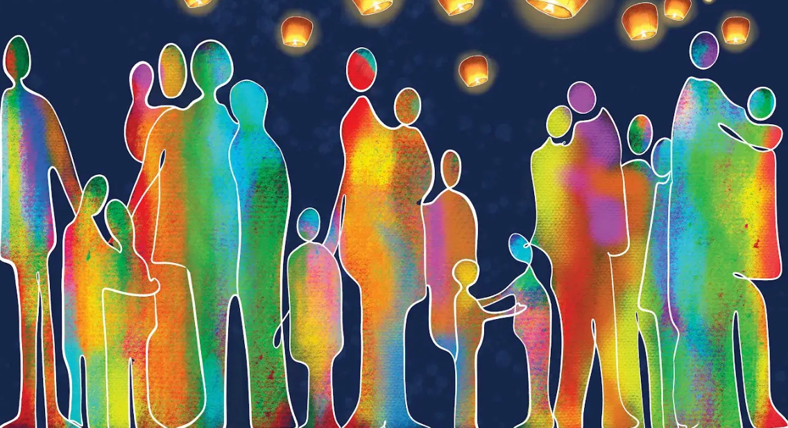 A red car with two pinwheels on top of it.