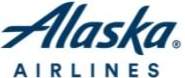 the alaska airlines logo is blue and white on a white background .