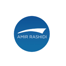 A blue circle with the name amir rashidi on it