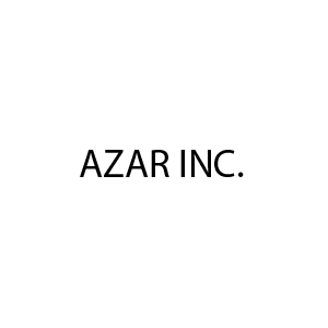 The logo for azar inc. is black and white on a white background.