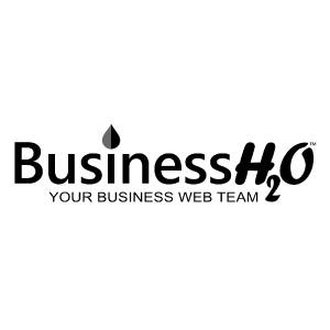 A black and white logo for business h2o your business web team.