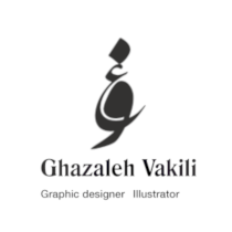 A logo for ghazaleh vakili graphic designer illustrator
