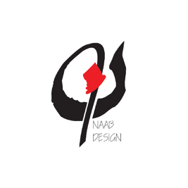 A black and red logo for naab design