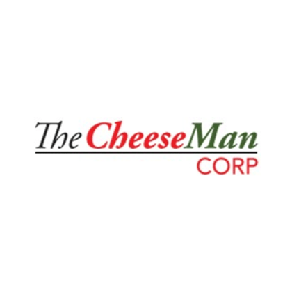The logo for the cheese man corp is red and green