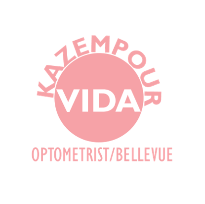 A pink logo for kazempour vida optometrist / bellevue