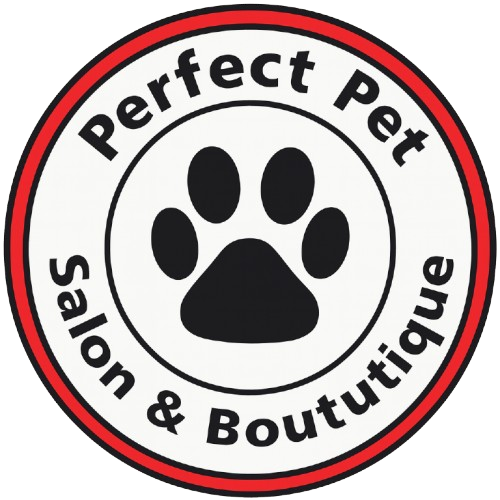 Round logo for Perfect Pet Salon & Boutique with a paw print.