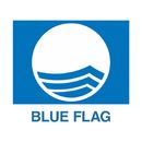 A blue and white logo for the blue flag