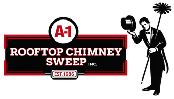ROOFTOP CHIMNEY SWEEP INC A-1 Rooftop Chimney Sweep logo with a chimney sweep figure and tagline.