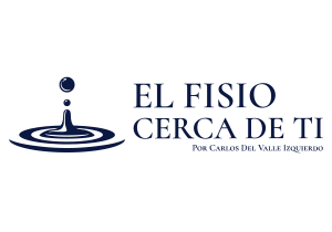 Logotipo con una gota de agua formando ondas; texto: "El Fisio Cerca De Ti", de Carlos Del Valle Izquierdo.