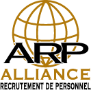 Logo de l'ARP Alliance, avec un globe et un texte : ARP ALLIANCE RECRUTEMENT DE PERSONNEL.