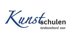 Logo: "Kunstschulen" in blue script, "schulen" in black, "Landesverband Saar" below.