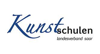 Logo: "Kunstschulen" in blue script, "schulen" in black, "Landesverband Saar" below.