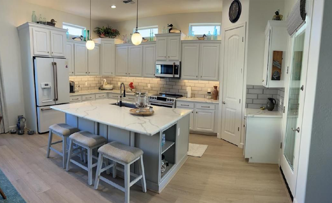 Kitchen cabinets after refinishing