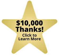 A gold star that says 10,000 thanks click to learn more