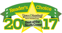 A sticker that says reader 's choice best of the north coast 2017