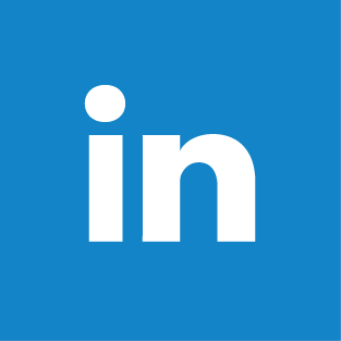 A white linkedin logo on a blue background