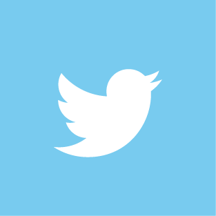 A white twitter logo on a blue background