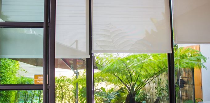 A Window With Blinds on It and a View of a Garden — Homestead Blinds In Wodonga, VIC