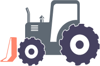 Icon of a tractor, farming tool.