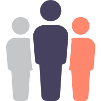 Icon of three employees standing together.