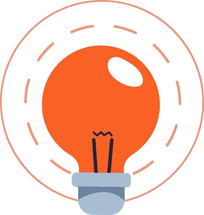 Light bulb icon, red with a glow around  it.