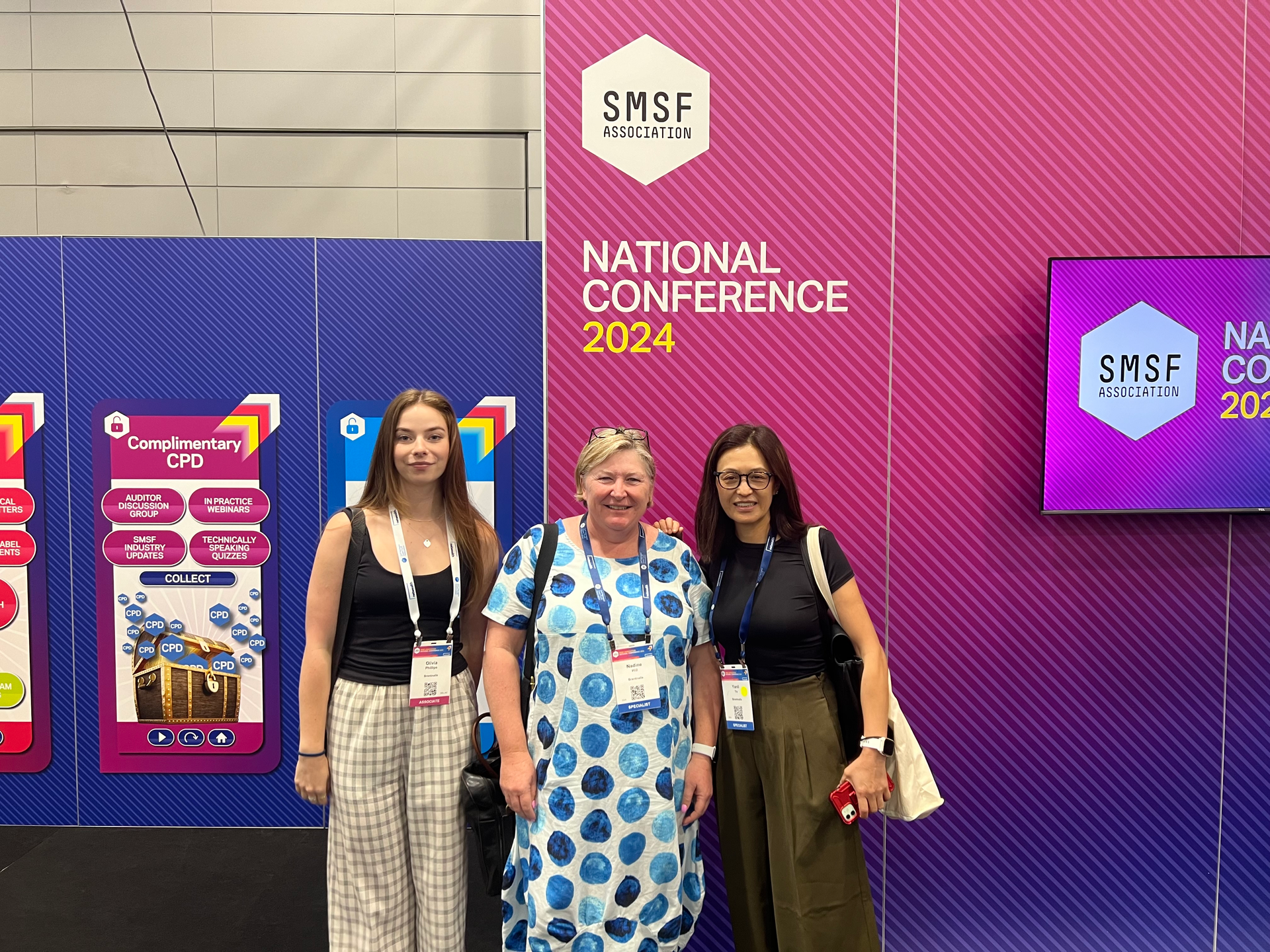 From left to right: Oliver Phillips, Intermediate Accountant, Nadine Hill, Principal and Yanli Ye, Manager recently attended the 2024 National Conference SMSF.
